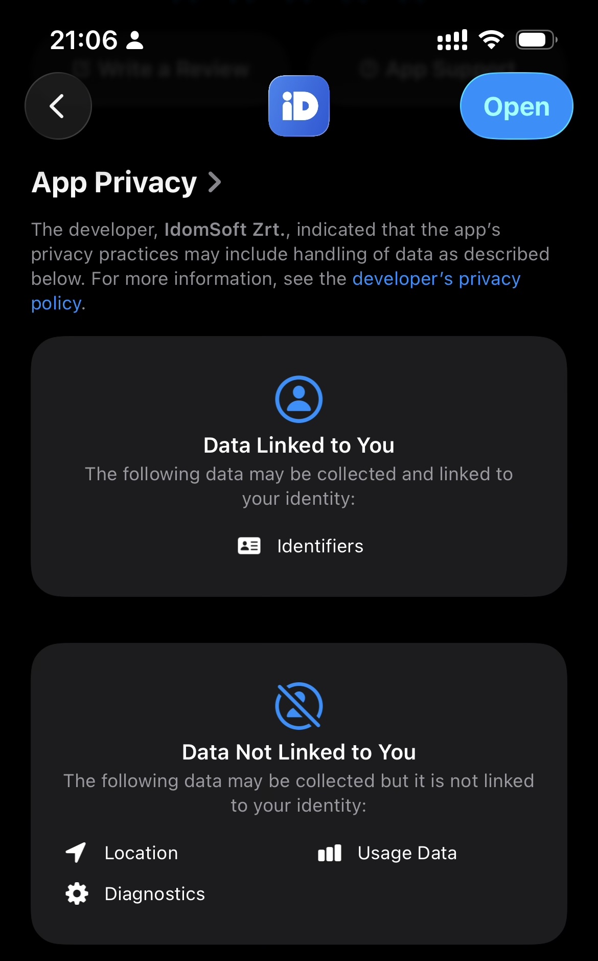DÁP - Apple App Store Privacy